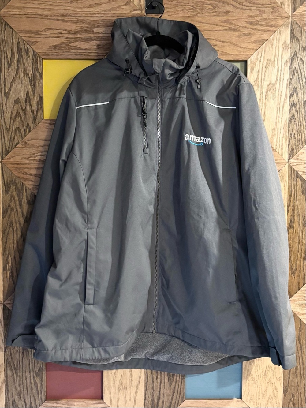 Women’s Elevate Amazon Employee Jacket Fleece Softshell Gray Hooded Coat Sz 3XL